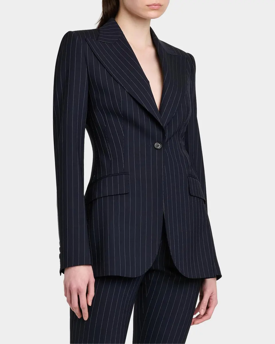 Dolce & Gabbana Pinstriped Stretch Virgin-Wool Single-Breasted Blazer | Thumbnail 4