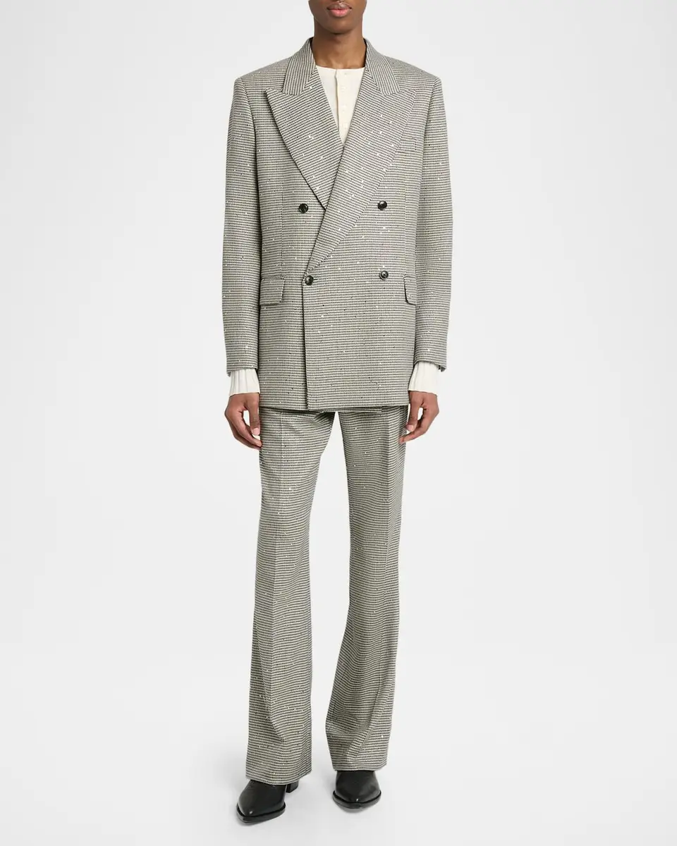 AMIRI Men's Houndstooth Double-Breasted Peak Lapel Blazer | Thumbnail 2