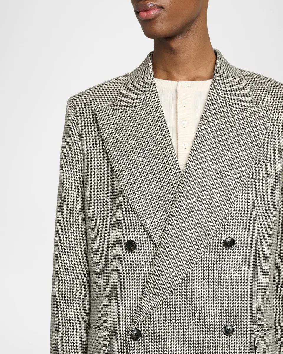 AMIRI Men's Houndstooth Double-Breasted Peak Lapel Blazer | Thumbnail 5
