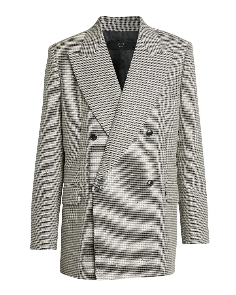 Amiri Men's Houndstooth Double-Breasted Peak Lapel Blazer | Image 1 Amiri Men's Houndstooth Double-Breasted Peak Lapel Blazer | Image 1
