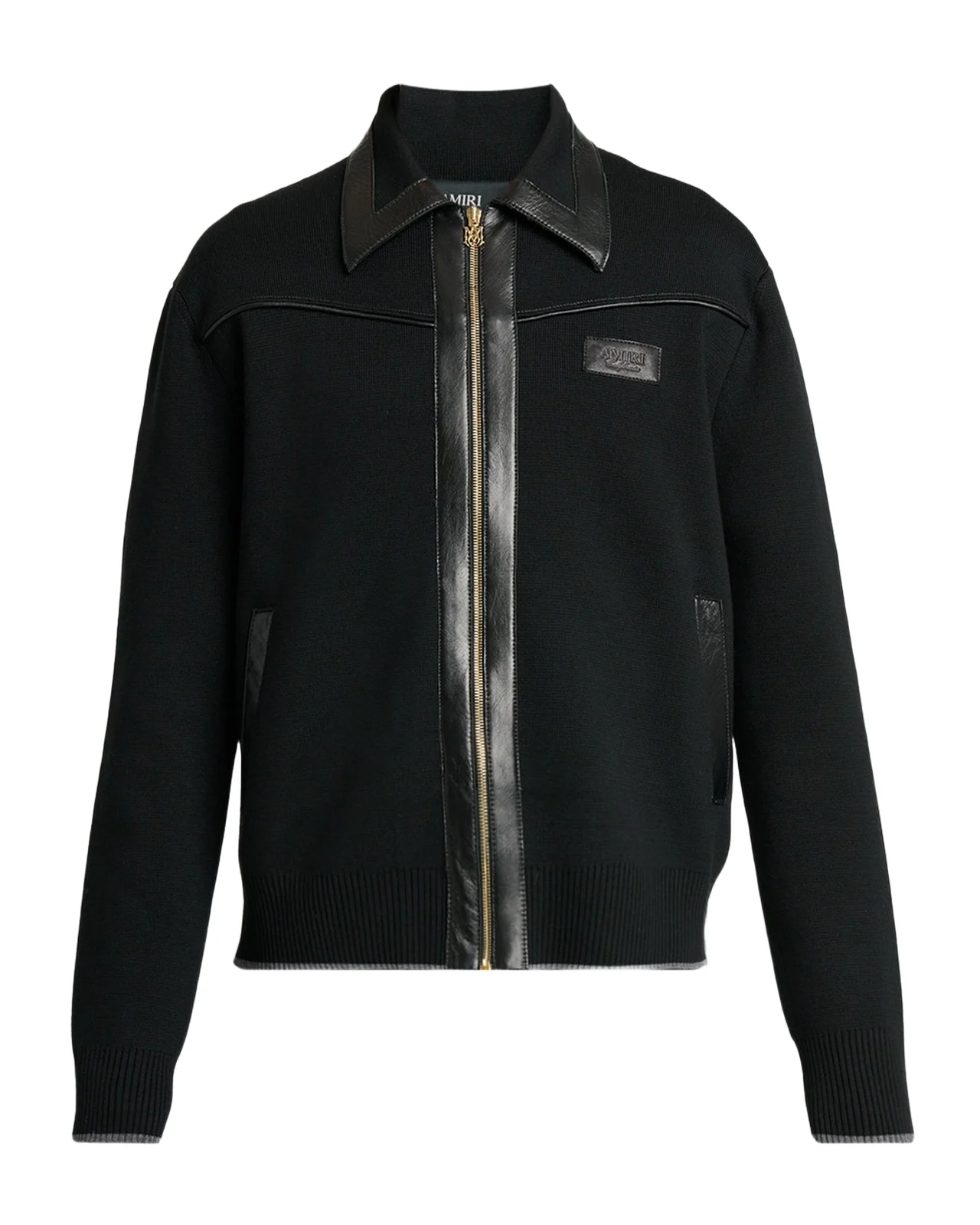 Men's Merino Wool Leather-Trim Full-Zip Blouson Men's Merino Wool Leather-Trim Full-Zip Blouson