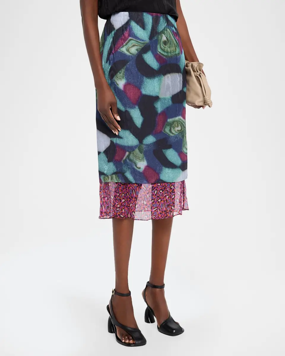 Dries Van Noten Layered Moire Midi Skirt | Thumbnail 4 Dries Van Noten Layered Moire Midi Skirt | Thumbnail 4