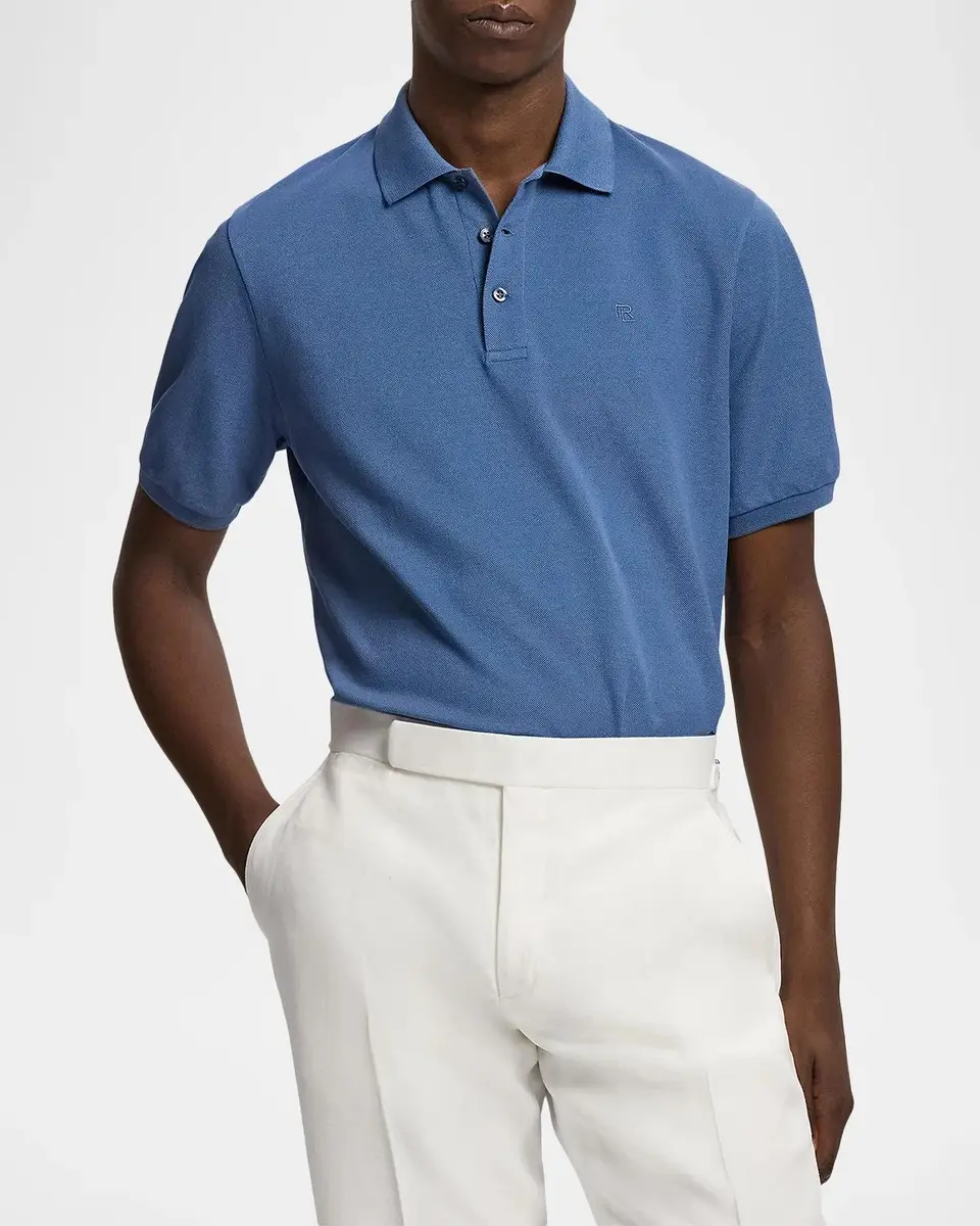 Ralph Lauren Purple Label Men's Custom Slim Fit Piqué Polo Shirt | Thumbnail 4 Ralph Lauren Purple Label Men's Custom Slim Fit Piqué Polo Shirt | Thumbnail 4