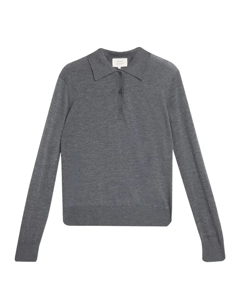 Loulou de Saison Miles Cashmere Long-Sleeve Polo Top | Image 1 Loulou de Saison Miles Cashmere Long-Sleeve Polo Top | Image 1