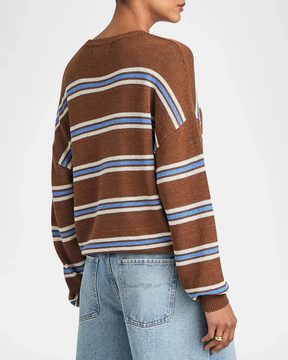 SEROYA Cassian Striped Linen-Blend Sweater | Thumbnail 3 SEROYA Cassian Striped Linen-Blend Sweater | Thumbnail 3