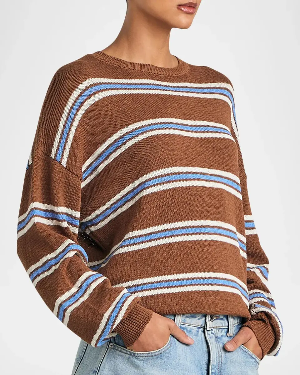 SEROYA Cassian Striped Linen-Blend Sweater | Thumbnail 4 SEROYA Cassian Striped Linen-Blend Sweater | Thumbnail 4