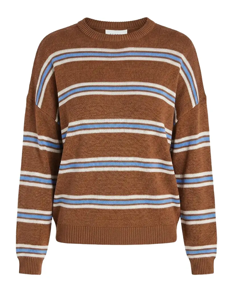 SEROYA Cassian Striped Linen-Blend Sweater