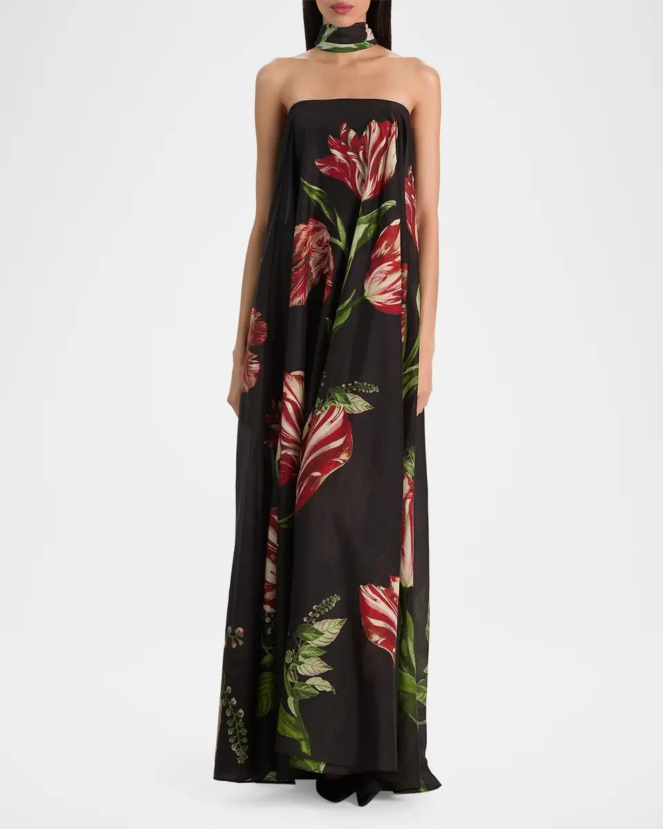 Alice + Olivia Maricela Floral Scarf Maxi Dress | Thumbnail 2