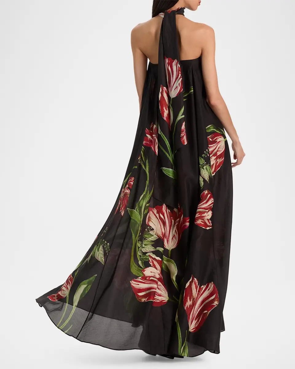 Alice + Olivia Maricela Floral Scarf Maxi Dress | Thumbnail 3