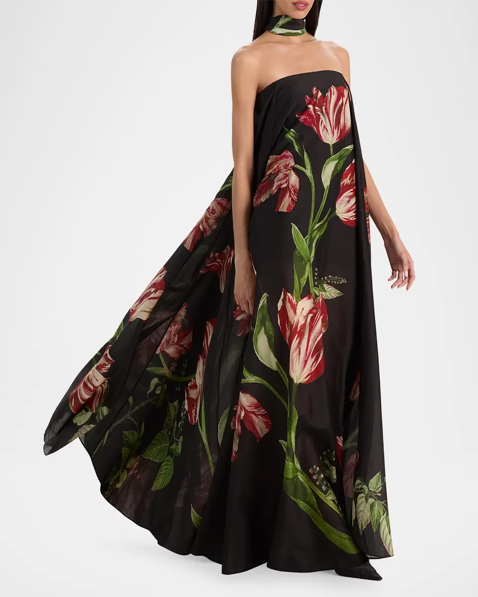 Alice + Olivia Maricela Floral Scarf Maxi Dress | Thumbnail 4