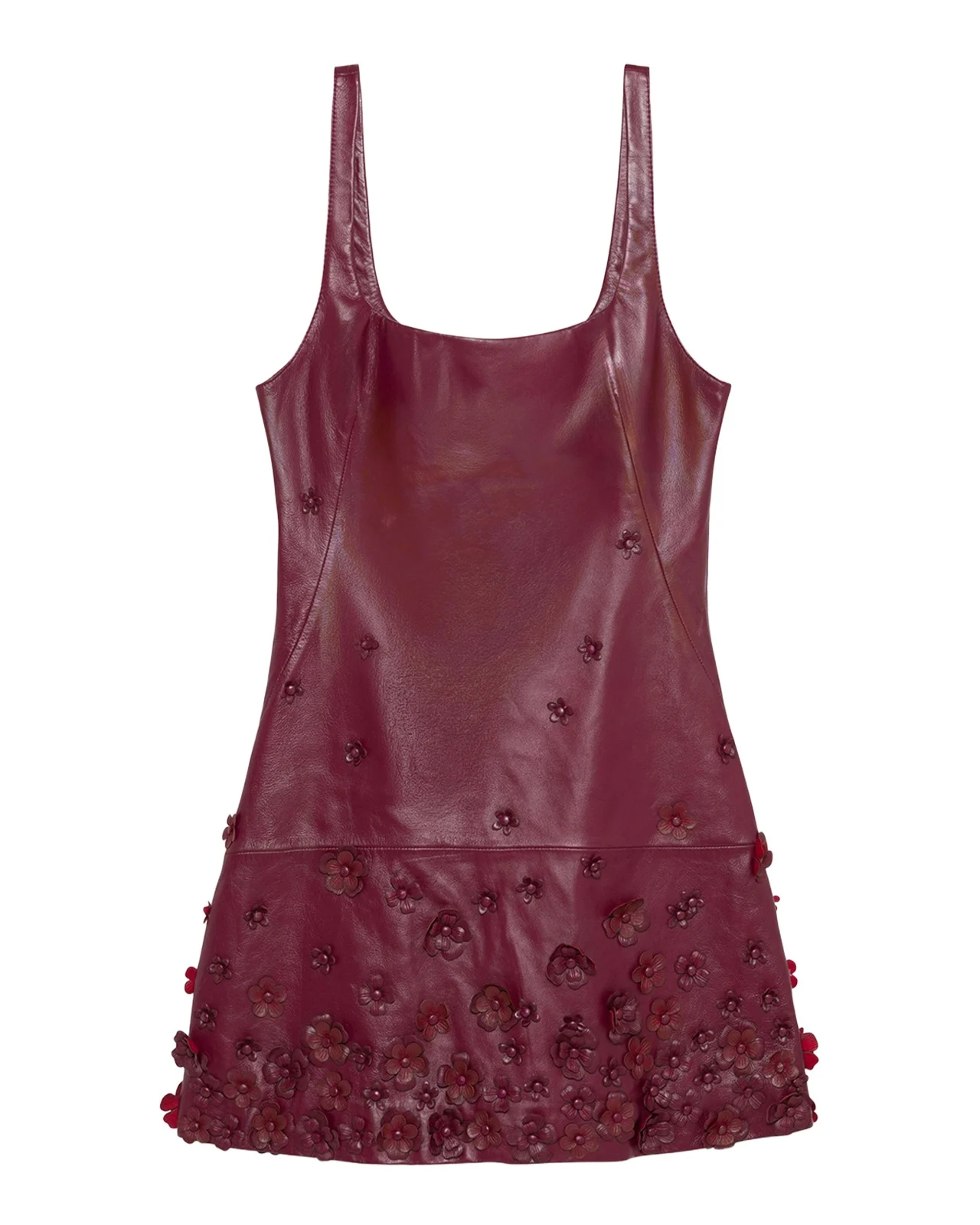 Simkhai Talen Floral-Embellished Faux Leather Mini Dress