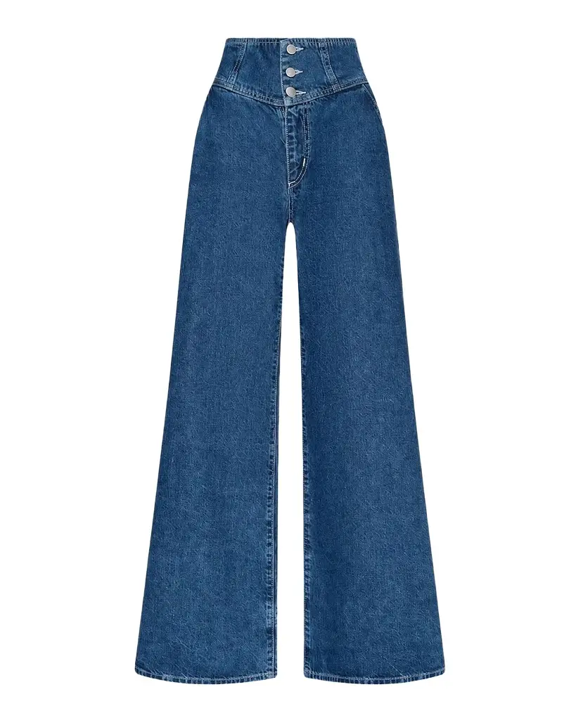 L'Agence Sonja Corseted Wide-Leg Jeans