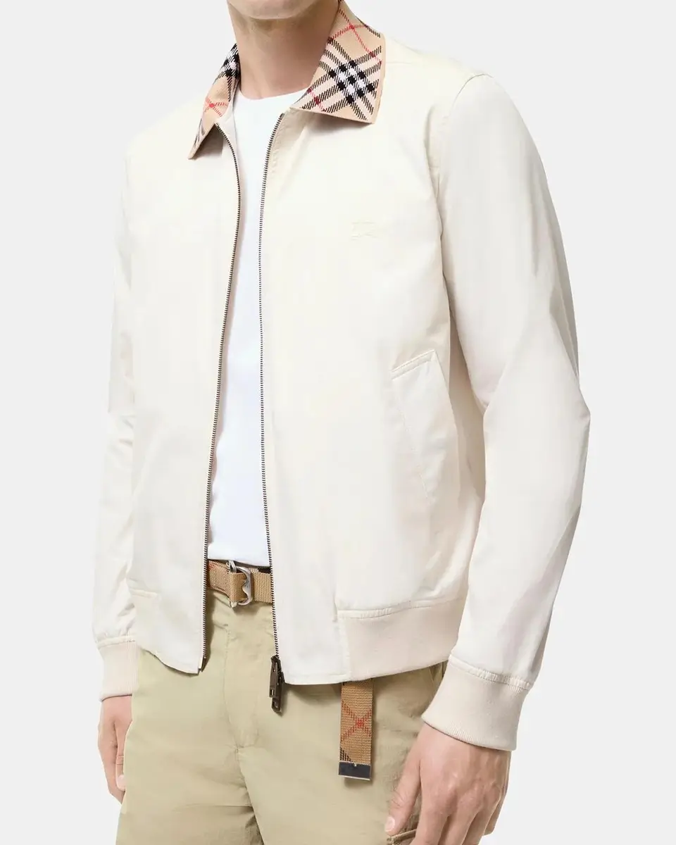 Burberry Men's Hayfield Cotton Check-Collar Bomber Jacket | Thumbnail 3