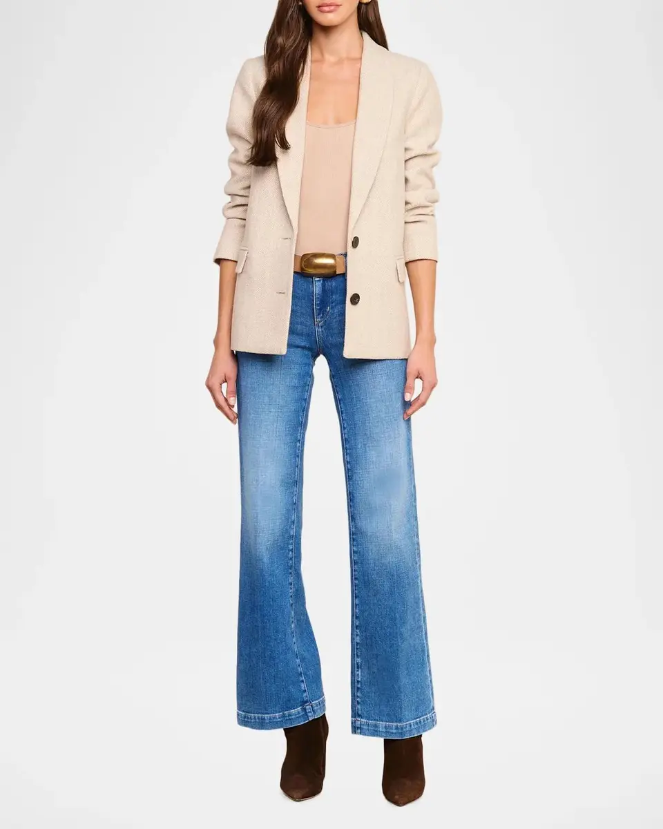 L'Agence Amelie Herringbone Tweed Single-Breasted Blazer | Thumbnail 2