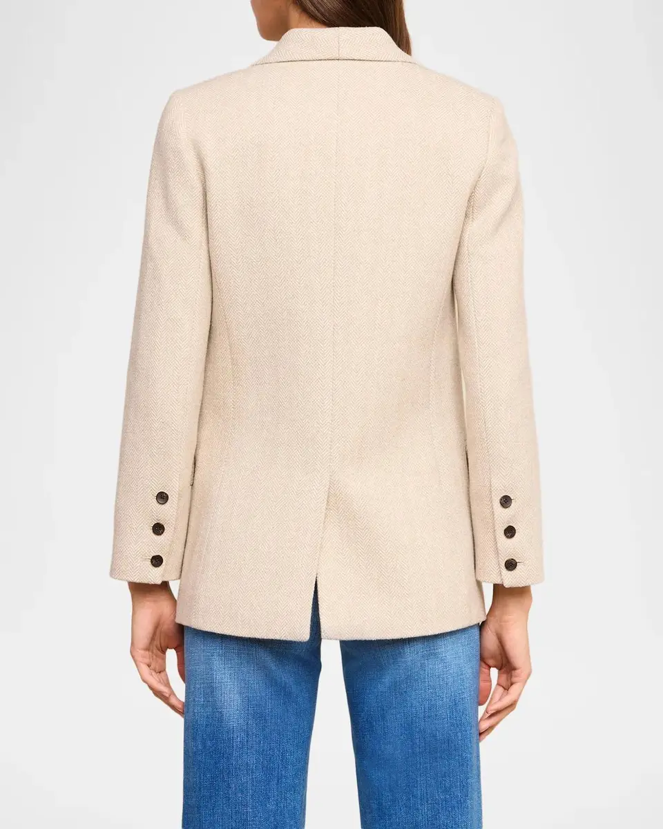 L'Agence Amelie Herringbone Tweed Single-Breasted Blazer | Thumbnail 3