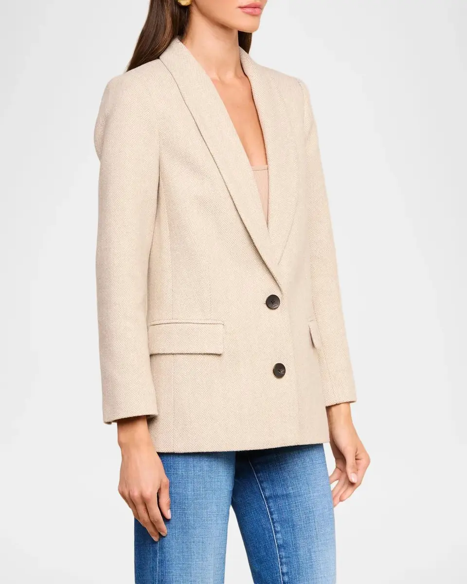 L'Agence Amelie Herringbone Tweed Single-Breasted Blazer | Thumbnail 5