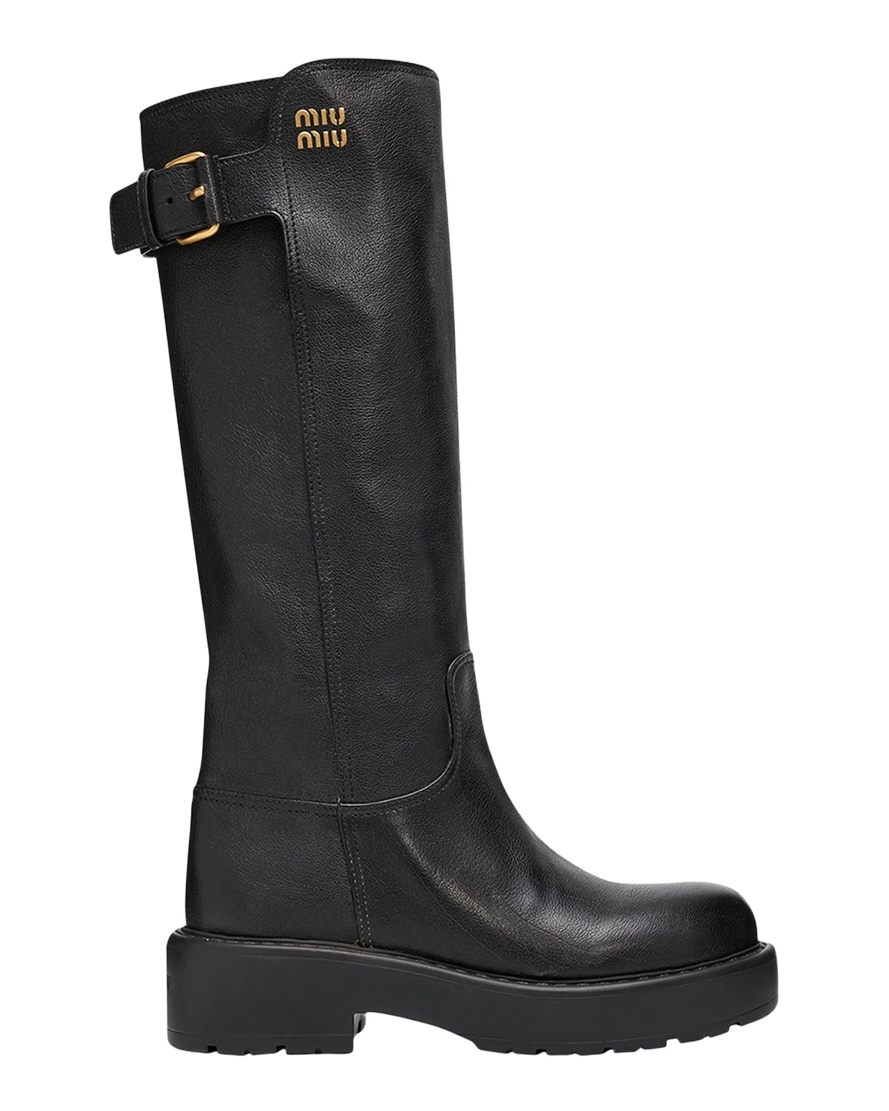 55mm Leather Knee-High Lug-Sole Boots