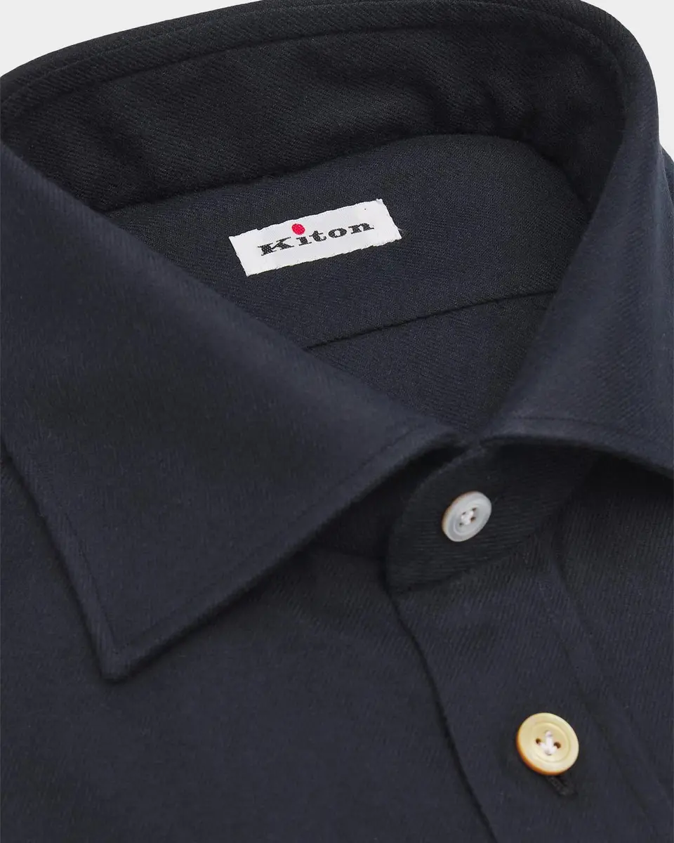 Kiton Men's Brushed Cotton Flannel Dress Shirt | Thumbnail 2