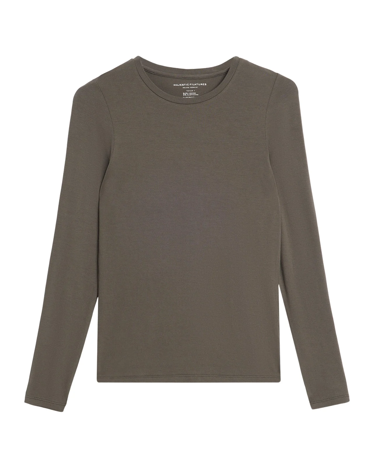 MAJESTIC FILATURES Soft Touch Flat-Edge Long-Sleeve Crewneck Top