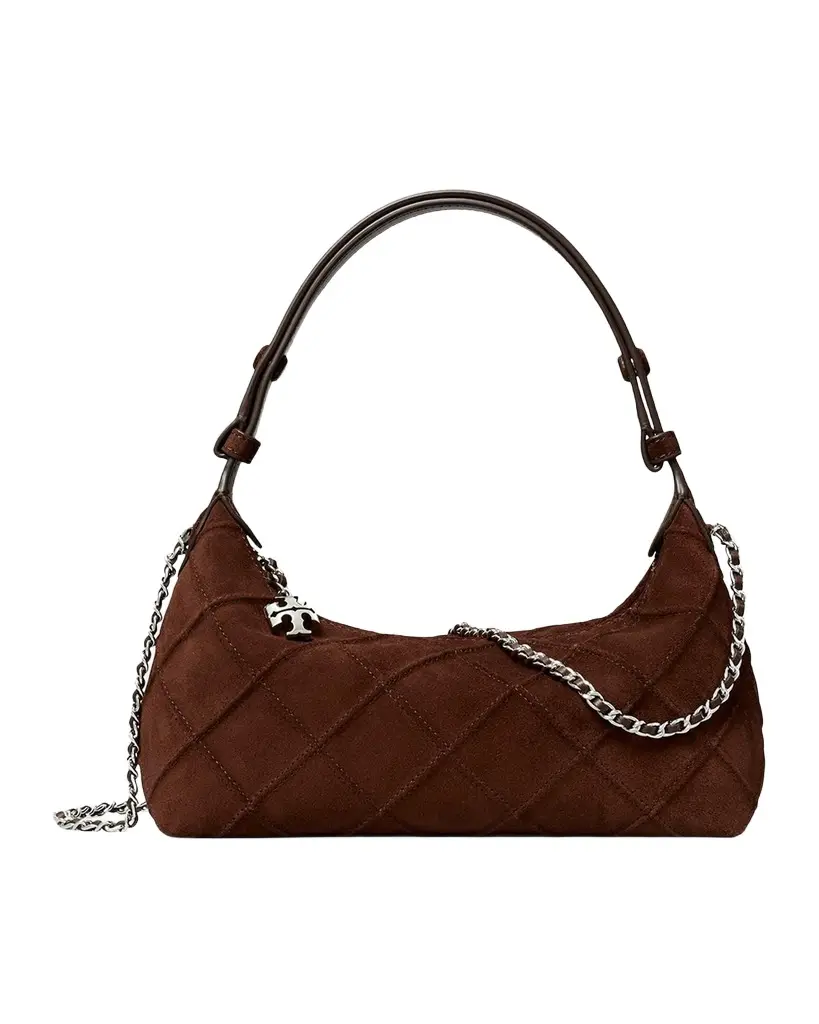 Tory Burch Fleming Quilted Suede Pochette