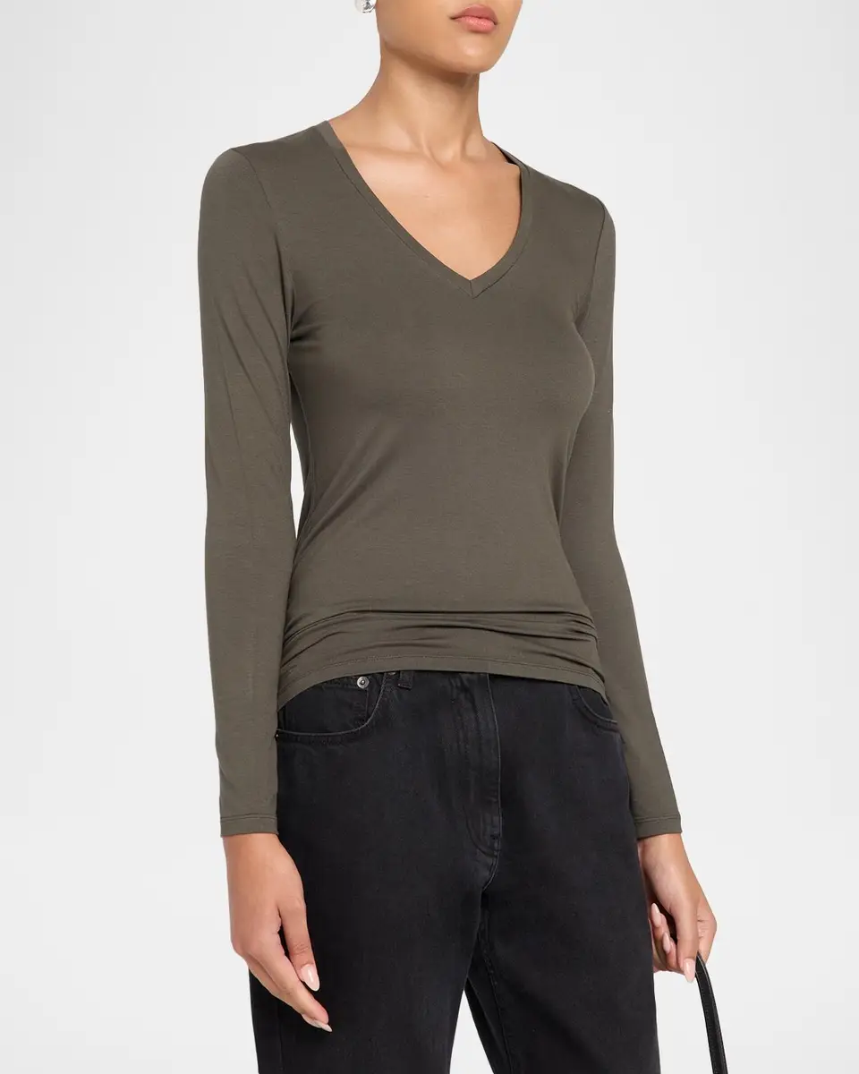 MAJESTIC FILATURES Flat Edge V-Neck Long-Sleeve Tee | Thumbnail 4 MAJESTIC FILATURES Flat Edge V-Neck Long-Sleeve Tee | Thumbnail 4