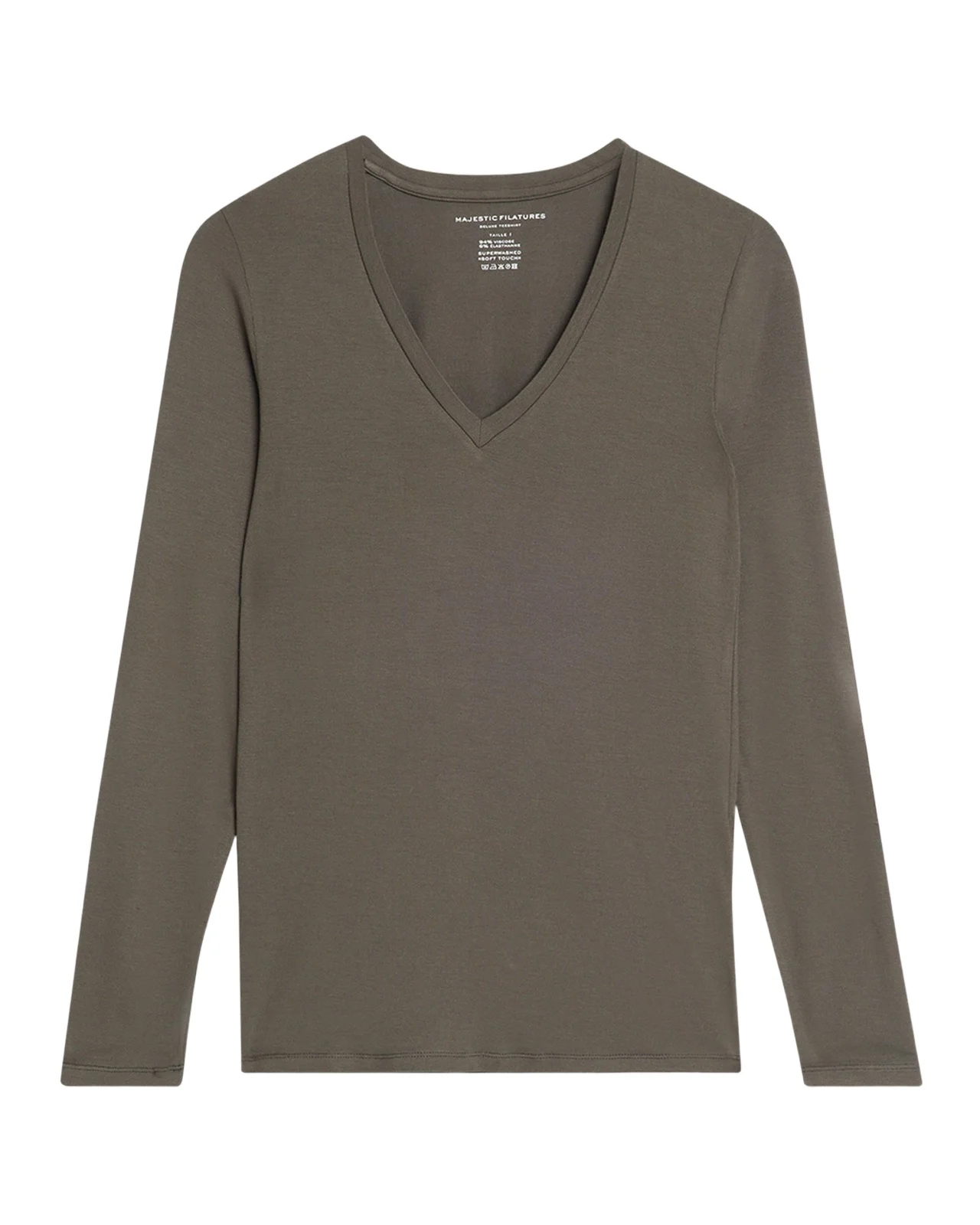 MAJESTIC FILATURES Flat Edge V-Neck Long-Sleeve Tee