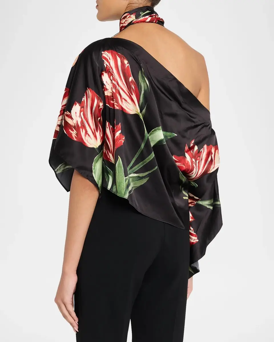 Alice + Olivia Rita Draped Floral One-Shoulder Crop Top | Thumbnail 3 Alice + Olivia Rita Draped Floral One-Shoulder Crop Top | Thumbnail 3