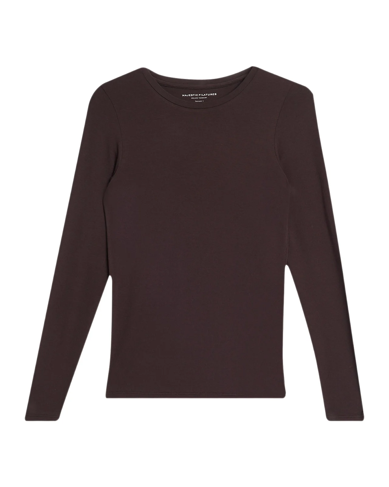 MAJESTIC FILATURES Soft Touch Flat-Edge Long-Sleeve Crewneck Top