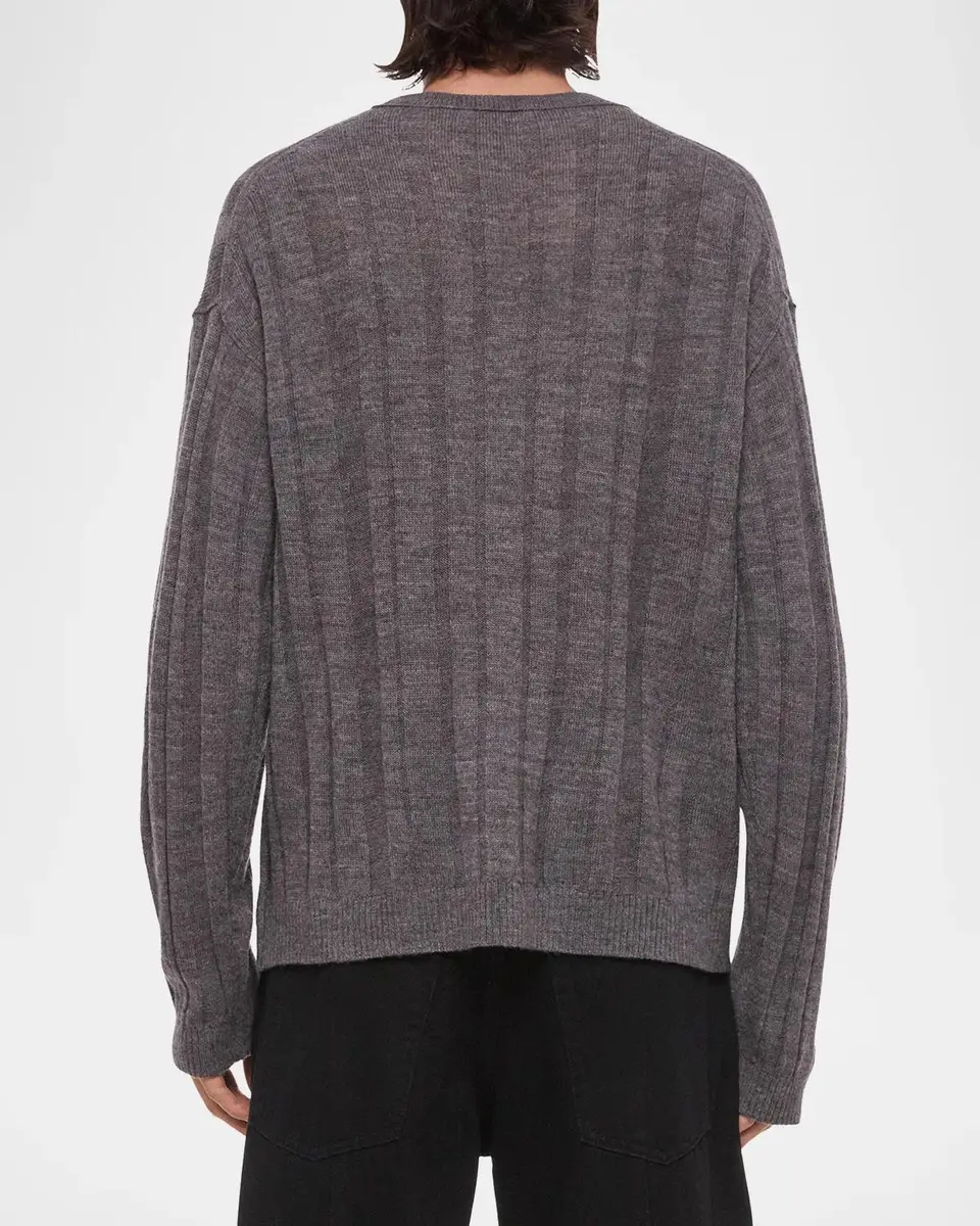 Helmut Lang Men's Wide-Rib Wool and Nylon Crewneck Sweater | Thumbnail 3 Helmut Lang Men's Wide-Rib Wool and Nylon Crewneck Sweater | Thumbnail 3