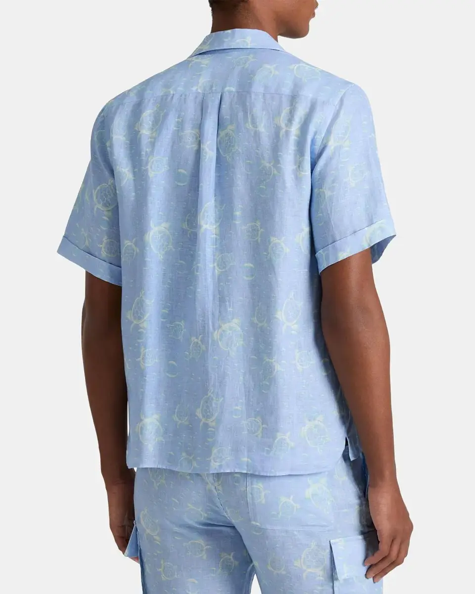 Vilebrequin Men's Bubble Turtles Linen Short-Sleeve Shirt | Thumbnail 2 Vilebrequin Men's Bubble Turtles Linen Short-Sleeve Shirt | Thumbnail 2