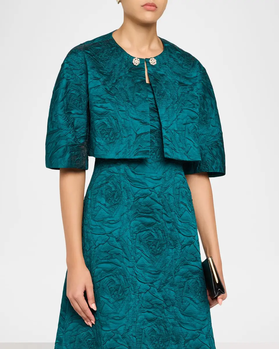Rickie Freeman for Teri Jon Jacquard Embossed Cropped Bolero Jacket | Thumbnail 4 Rickie Freeman for Teri Jon Jacquard Embossed Cropped Bolero Jacket | Thumbnail 4