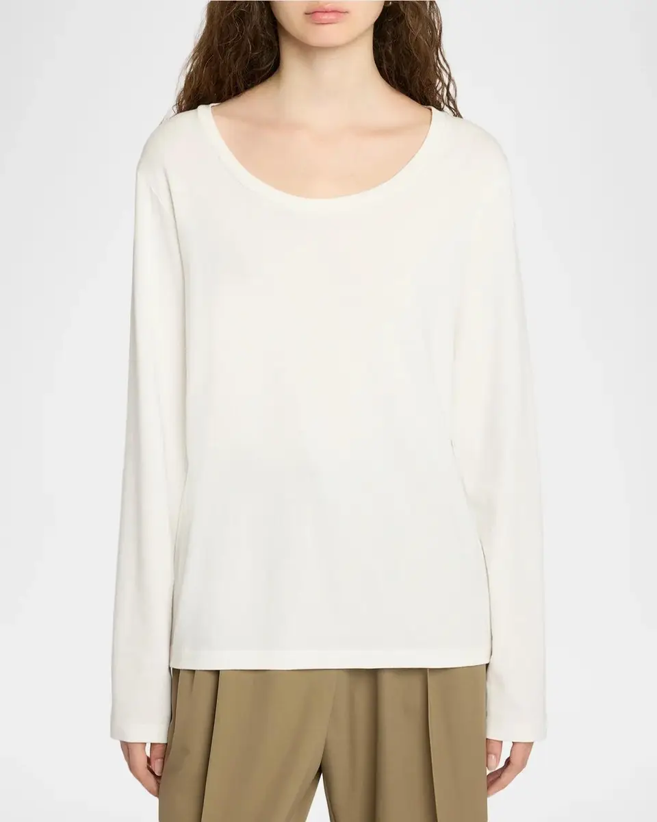 The Row Kalto Scoop-Neck Cotton Jersey Long-Sleeve T-Shirt | Thumbnail 4 The Row Kalto Scoop-Neck Cotton Jersey Long-Sleeve T-Shirt | Thumbnail 4