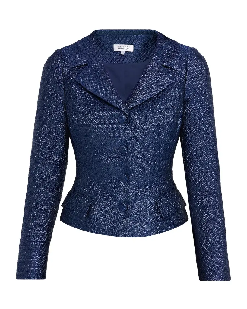 Rickie Freeman for Teri Jon Metallic Basketweave Jacquard Blazer | Image 1 Rickie Freeman for Teri Jon Metallic Basketweave Jacquard Blazer | Image 1