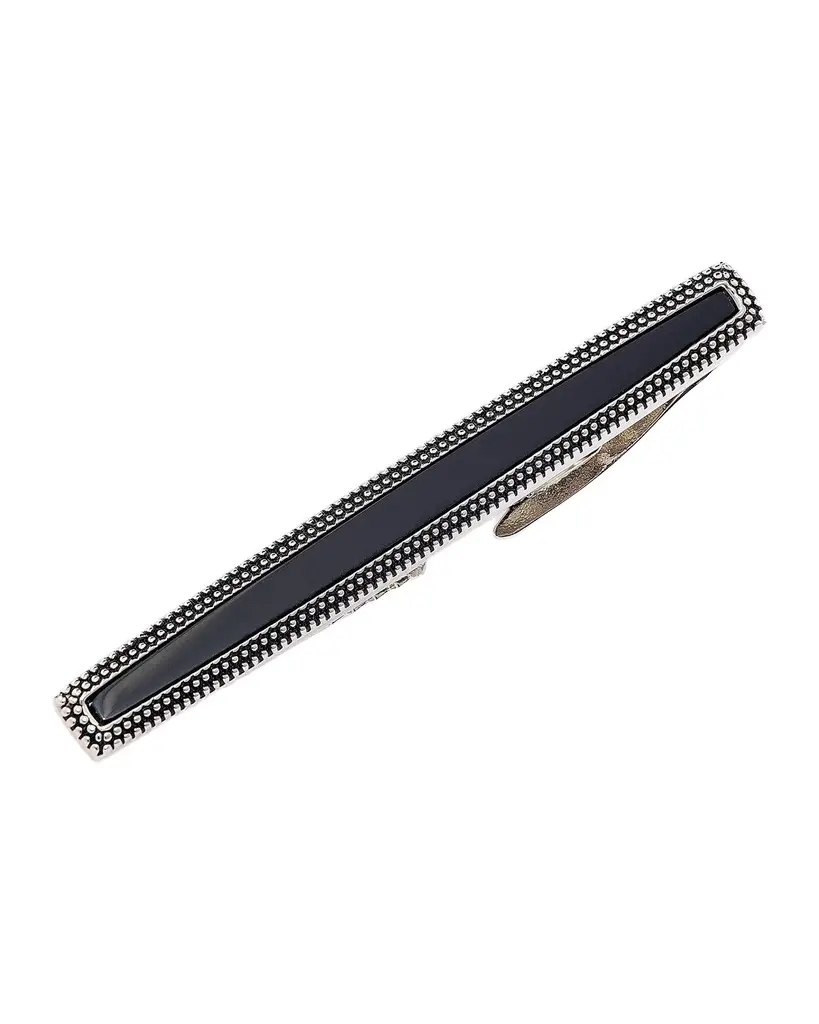 Link Up Men's Onyx Dotted Frame Tie Bar | Image 1 Link Up Men's Onyx Dotted Frame Tie Bar | Image 1