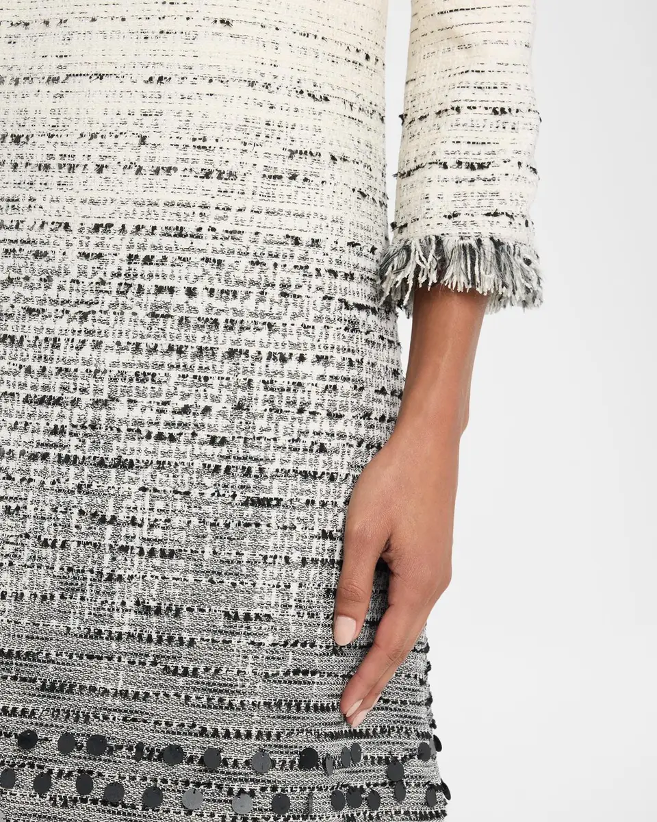 Rickie Freeman for Teri Jon Fringe-Trim Ombre Tweed Dress | Thumbnail 5 Rickie Freeman for Teri Jon Fringe-Trim Ombre Tweed Dress | Thumbnail 5