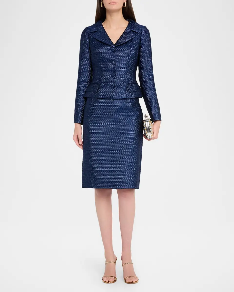 Rickie Freeman for Teri Jon Metallic Basketweave Jacquard Pencil Skirt | Thumbnail 2 Rickie Freeman for Teri Jon Metallic Basketweave Jacquard Pencil Skirt | Thumbnail 2