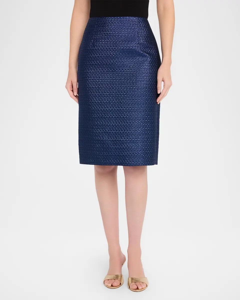 Rickie Freeman for Teri Jon Metallic Basketweave Jacquard Pencil Skirt | Thumbnail 4 Rickie Freeman for Teri Jon Metallic Basketweave Jacquard Pencil Skirt | Thumbnail 4