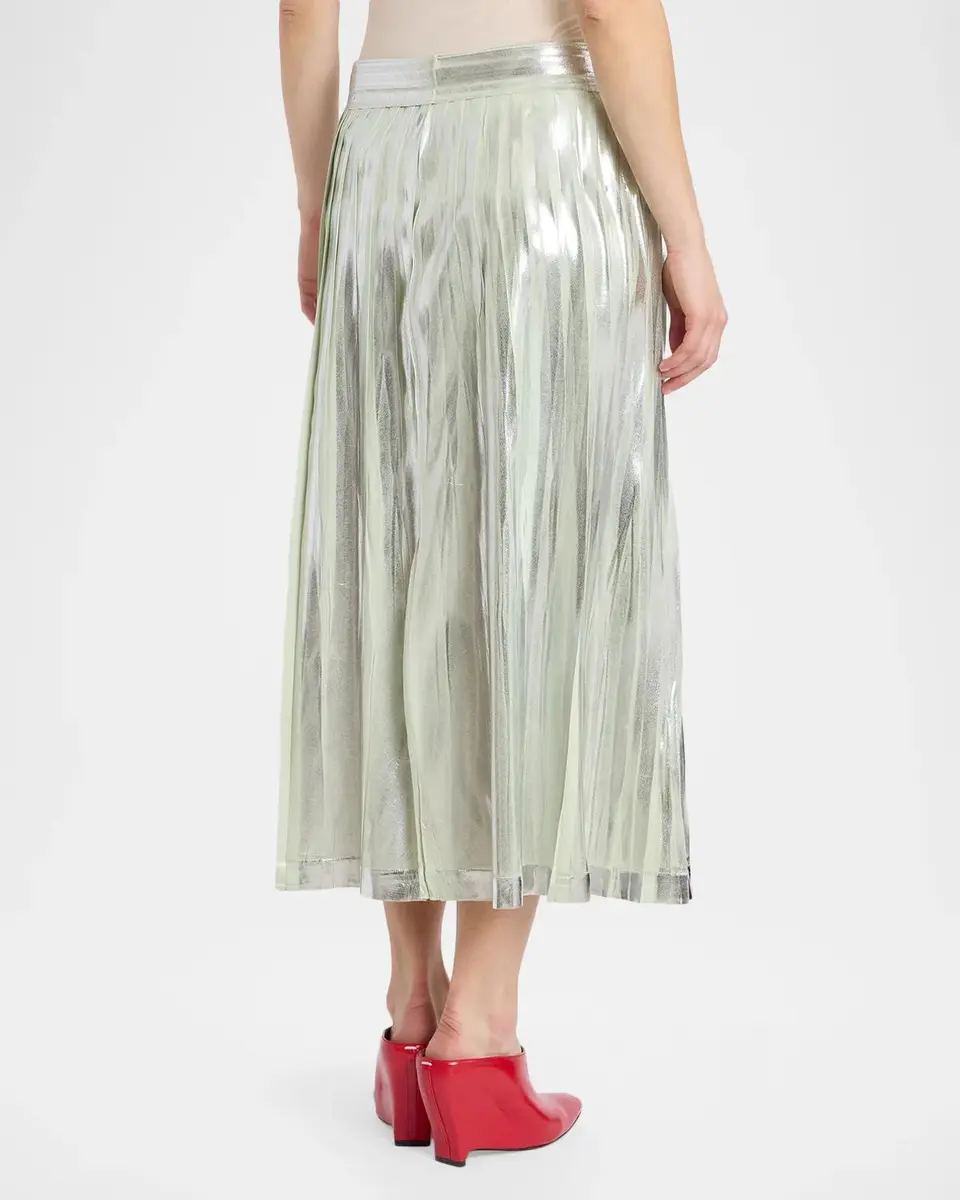 MM6 MAISON MARGIELA Pleated Metallic Silk Midi Skirt | Thumbnail 3 MM6 MAISON MARGIELA Pleated Metallic Silk Midi Skirt | Thumbnail 3