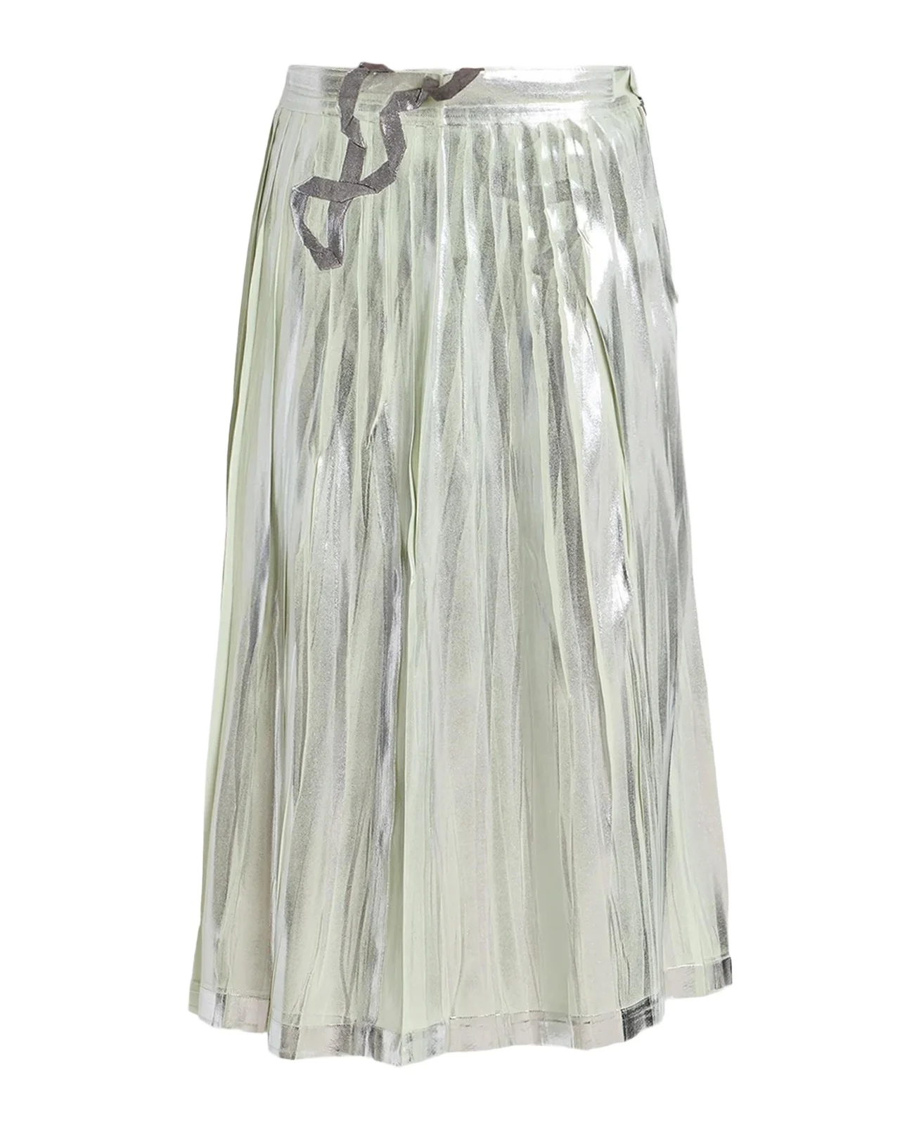 Pleated Metallic Silk Midi Skirt Pleated Metallic Silk Midi Skirt