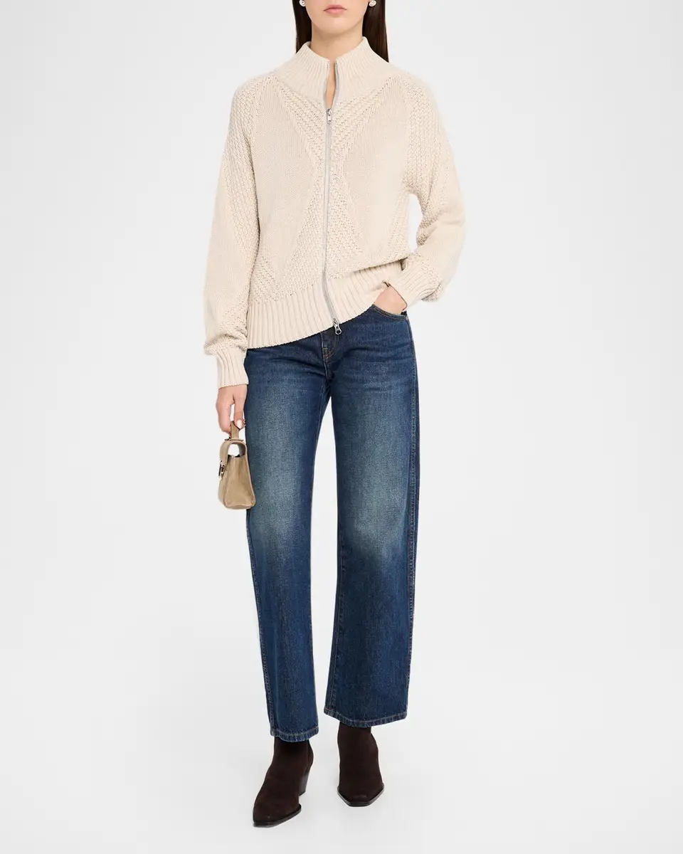 Autumn Cashmere Diamond Mixed-Stitch Mock Turtleneck Sweater | Thumbnail 2 Autumn Cashmere Diamond Mixed-Stitch Mock Turtleneck Sweater | Thumbnail 2