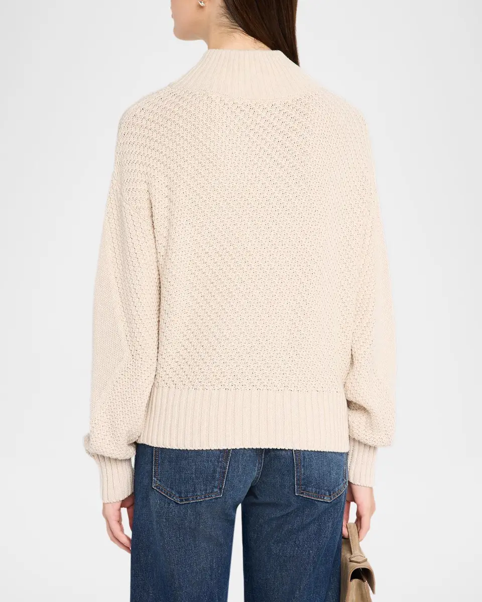 Autumn Cashmere Diamond Mixed-Stitch Mock Turtleneck Sweater | Thumbnail 3 Autumn Cashmere Diamond Mixed-Stitch Mock Turtleneck Sweater | Thumbnail 3