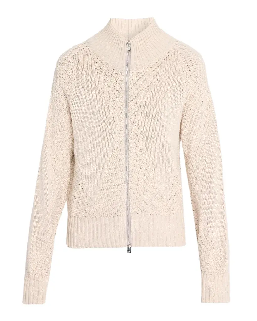 Autumn Cashmere Diamond Mixed-Stitch Mock Turtleneck Sweater | Image 1 Autumn Cashmere Diamond Mixed-Stitch Mock Turtleneck Sweater | Image 1