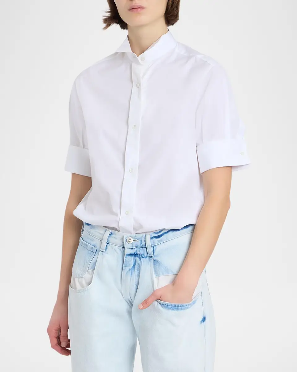 MM6 MAISON MARGIELA Cotton Poplin Short-Sleeve Shirt | Thumbnail 3 MM6 MAISON MARGIELA Cotton Poplin Short-Sleeve Shirt | Thumbnail 3