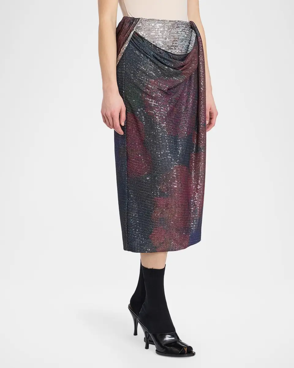 MM6 MAISON MARGIELA Sequined Draped Midi Skirt | Thumbnail 2 MM6 MAISON MARGIELA Sequined Draped Midi Skirt | Thumbnail 2