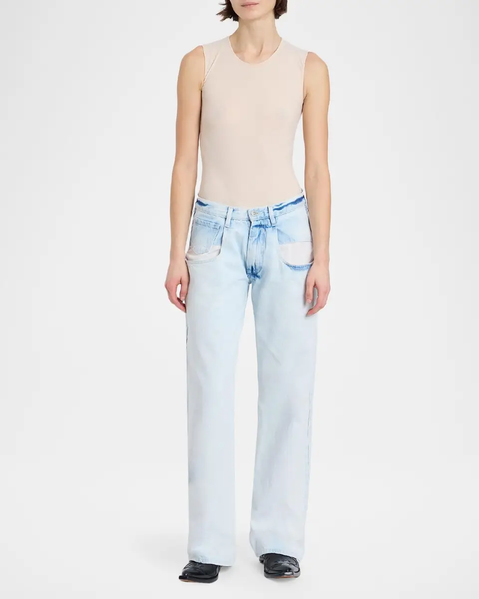 MM6 MAISON MARGIELA Bleached Denim Wide-Leg Jeans | Thumbnail 2 MM6 MAISON MARGIELA Bleached Denim Wide-Leg Jeans | Thumbnail 2