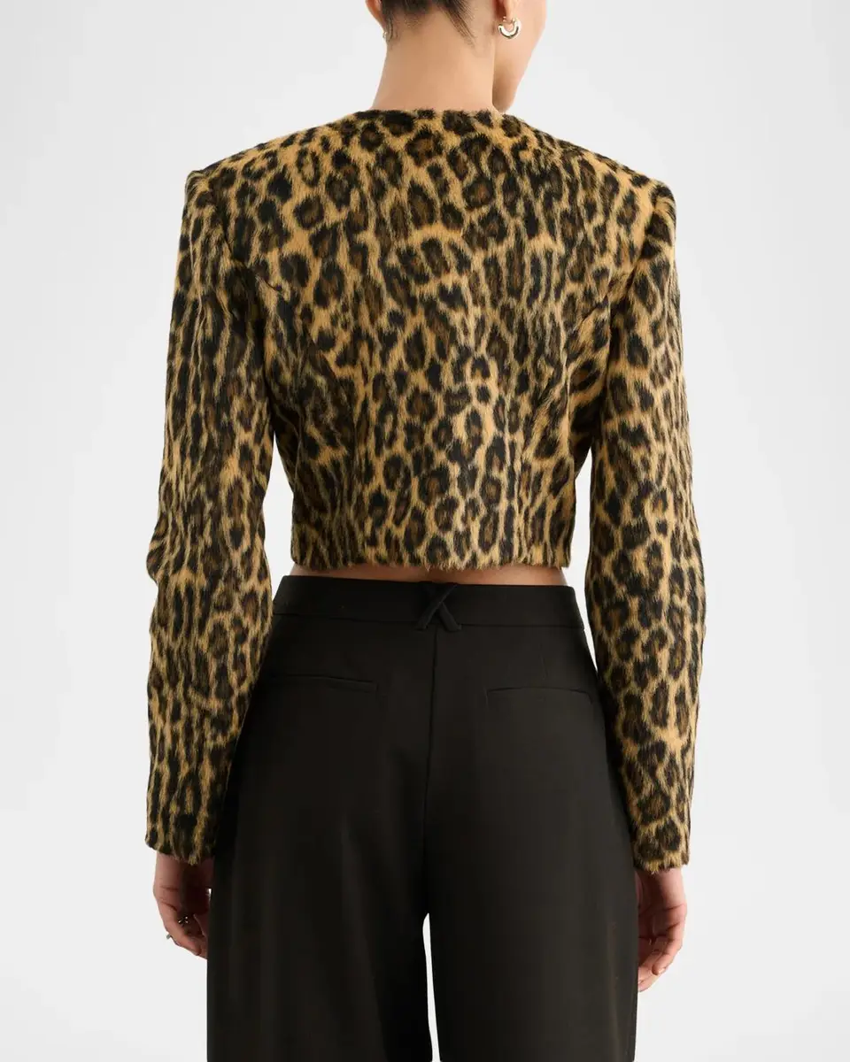 Toccin Aivana Leopard Faux Fur Cropped Jacket | Thumbnail 3 Toccin Aivana Leopard Faux Fur Cropped Jacket | Thumbnail 3