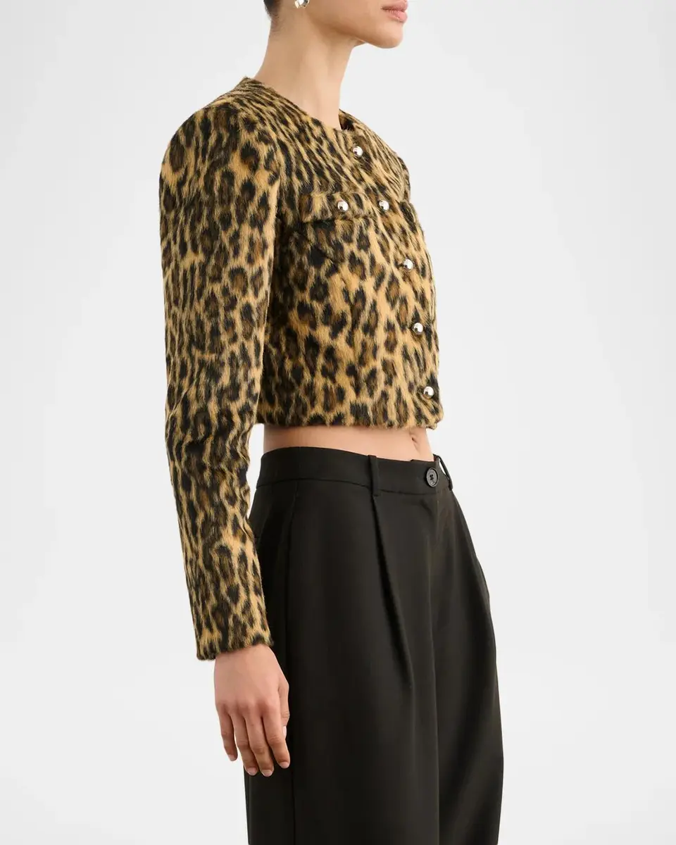 Toccin Aivana Leopard Faux Fur Cropped Jacket | Thumbnail 4 Toccin Aivana Leopard Faux Fur Cropped Jacket | Thumbnail 4