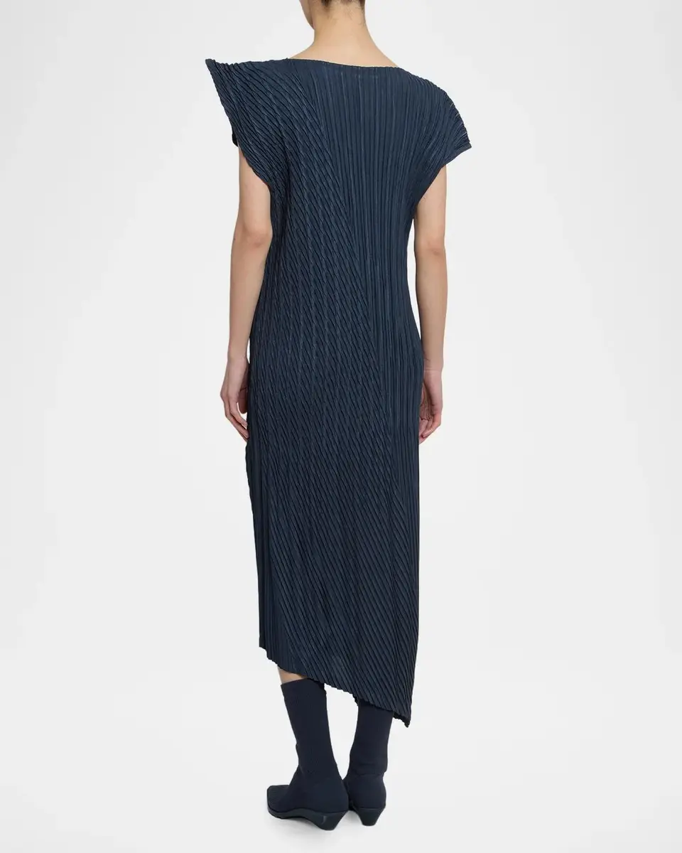 Issey Miyake Unfurling Pleats Cap-Sleeve Asymmetric Midi Dress | Thumbnail 3 Issey Miyake Unfurling Pleats Cap-Sleeve Asymmetric Midi Dress | Thumbnail 3