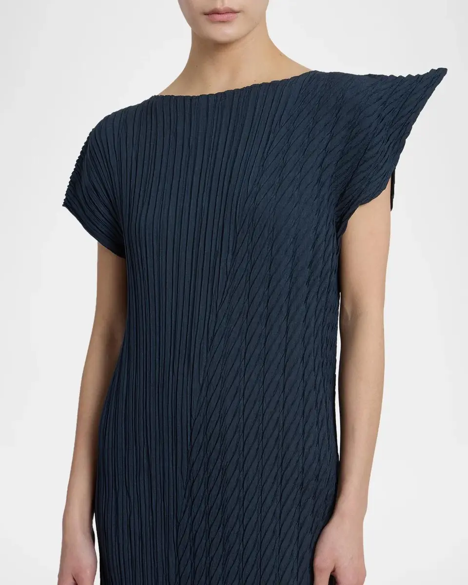 Issey Miyake Unfurling Pleats Cap-Sleeve Asymmetric Midi Dress | Thumbnail 5 Issey Miyake Unfurling Pleats Cap-Sleeve Asymmetric Midi Dress | Thumbnail 5