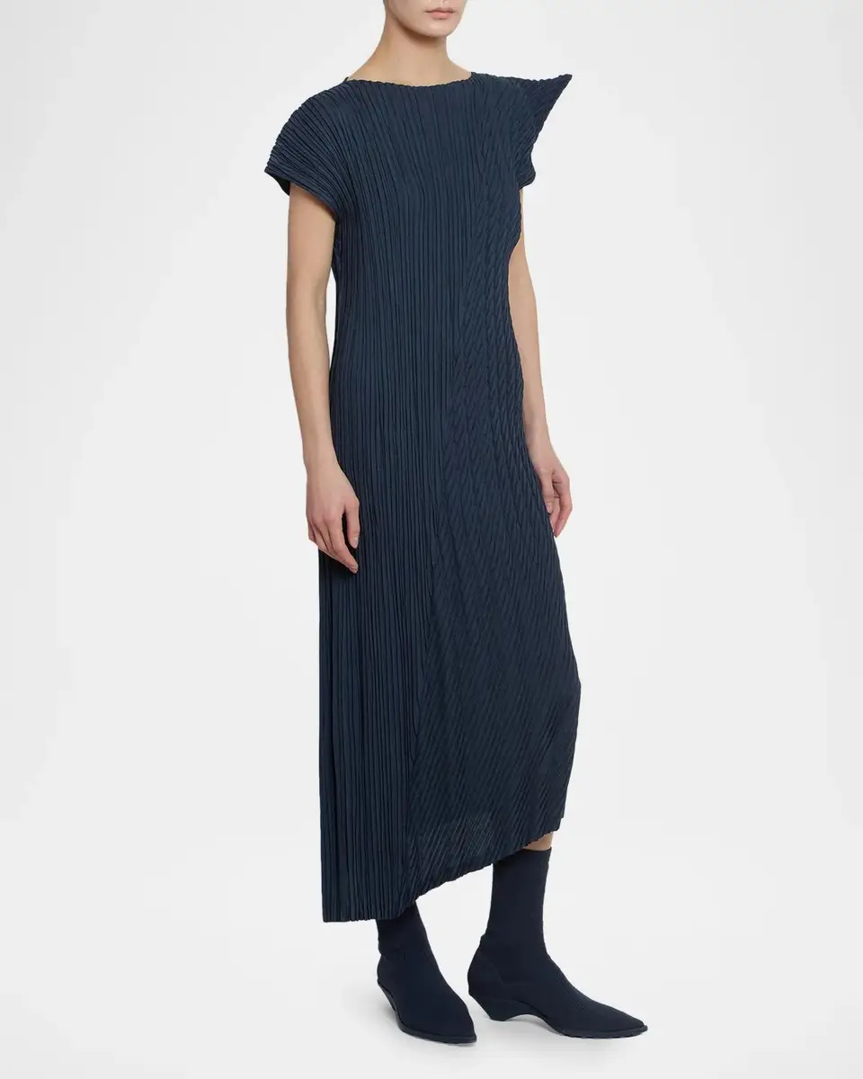 Issey Miyake Unfurling Pleats Cap-Sleeve Asymmetric Midi Dress | Thumbnail 6 Issey Miyake Unfurling Pleats Cap-Sleeve Asymmetric Midi Dress | Thumbnail 6